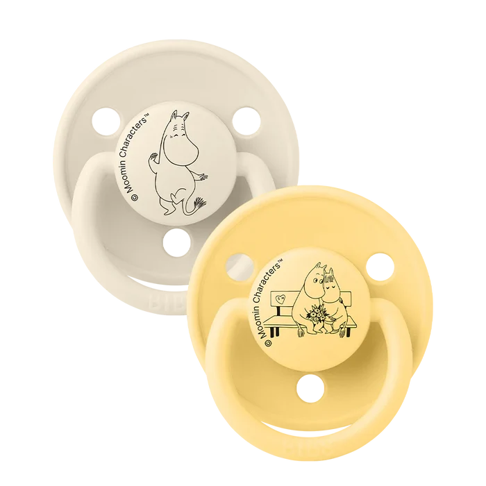 BIBS x Moomin De Lux Pacifiers 2 Pack Moomintroll - Ivory/Pale Butter - BIBS