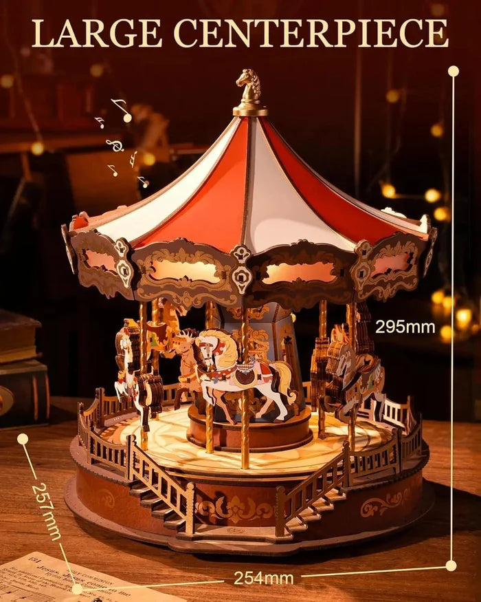 Classic Carousel – 3D wooden puzzle kit, HiNooki (image 6)