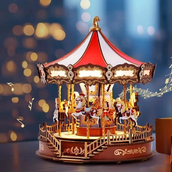 Classic Carousel – 3D wooden puzzle kit, HiNooki (image 7)