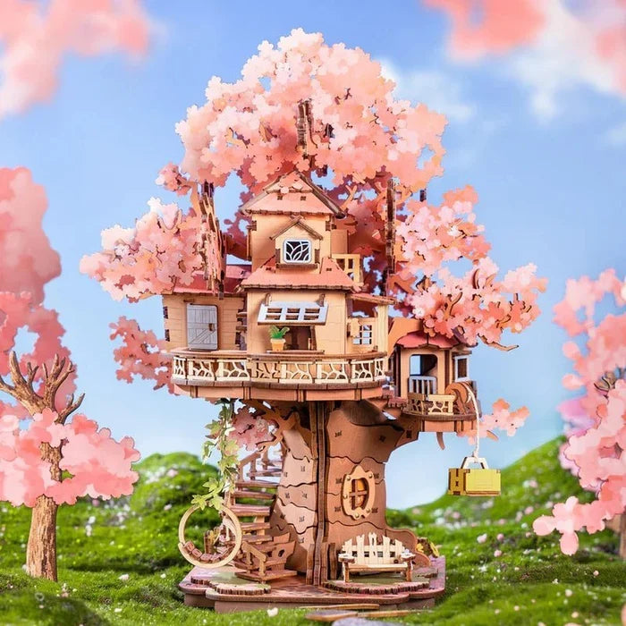 Sakura Tree House – 3D wooden puzzle kit, HiNooki (image 1)