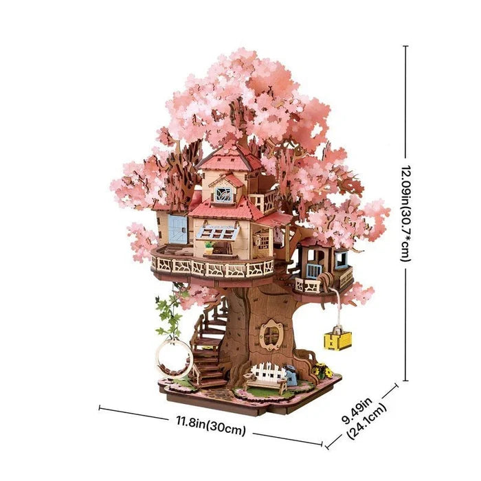 Sakura Tree House – 3D wooden puzzle kit, HiNooki (image 8)